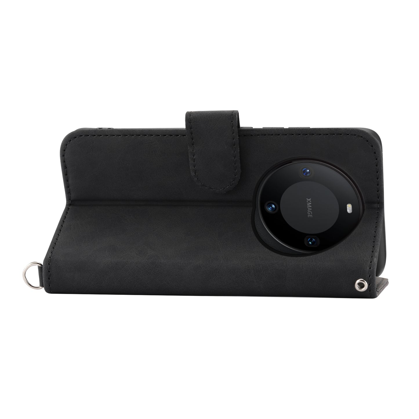 For Huawei Mate 60 Pro Phone Leather Case Imprinted Flower Stand Wallet Cover with Wrist Strap + Shoulder Strap