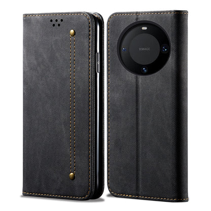 For Huawei Mate 60 Pro Wallet Phone Case PU Leather Jeans Cloth Texture Phone Stand Cover
