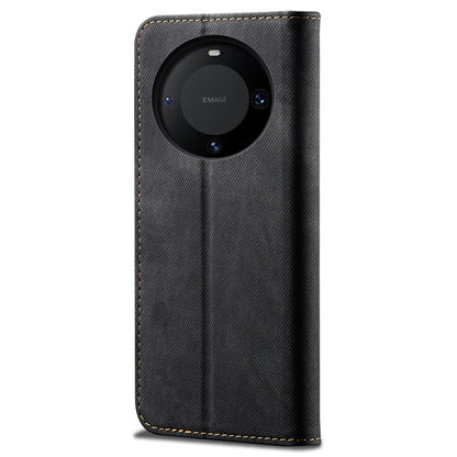 For Huawei Mate 60 Pro Wallet Phone Case PU Leather Jeans Cloth Texture Phone Stand Cover