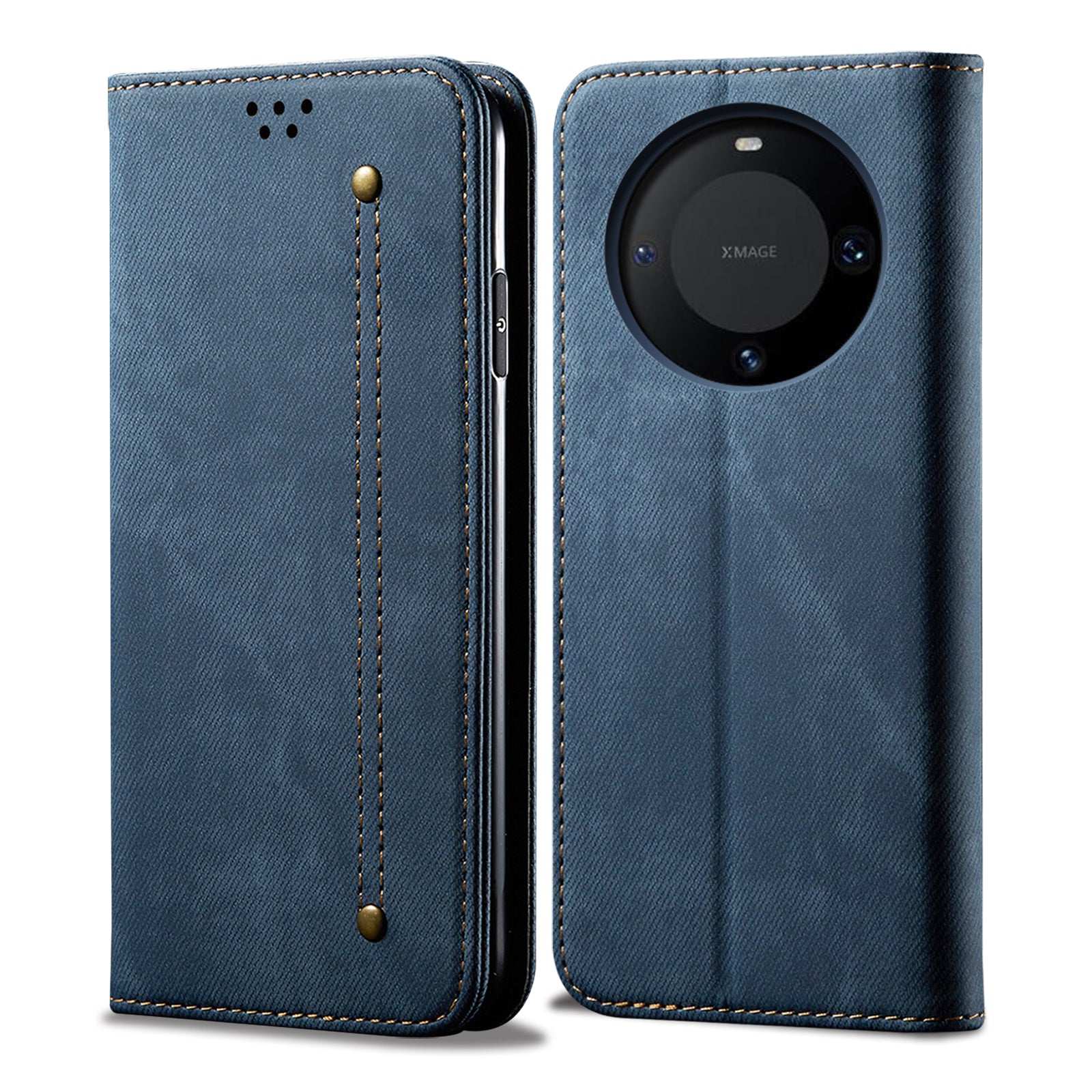 For Huawei Mate 60 Pro Wallet Phone Case PU Leather Jeans Cloth Texture Phone Stand Cover