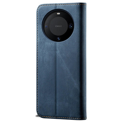 For Huawei Mate 60 Pro Wallet Phone Case PU Leather Jeans Cloth Texture Phone Stand Cover