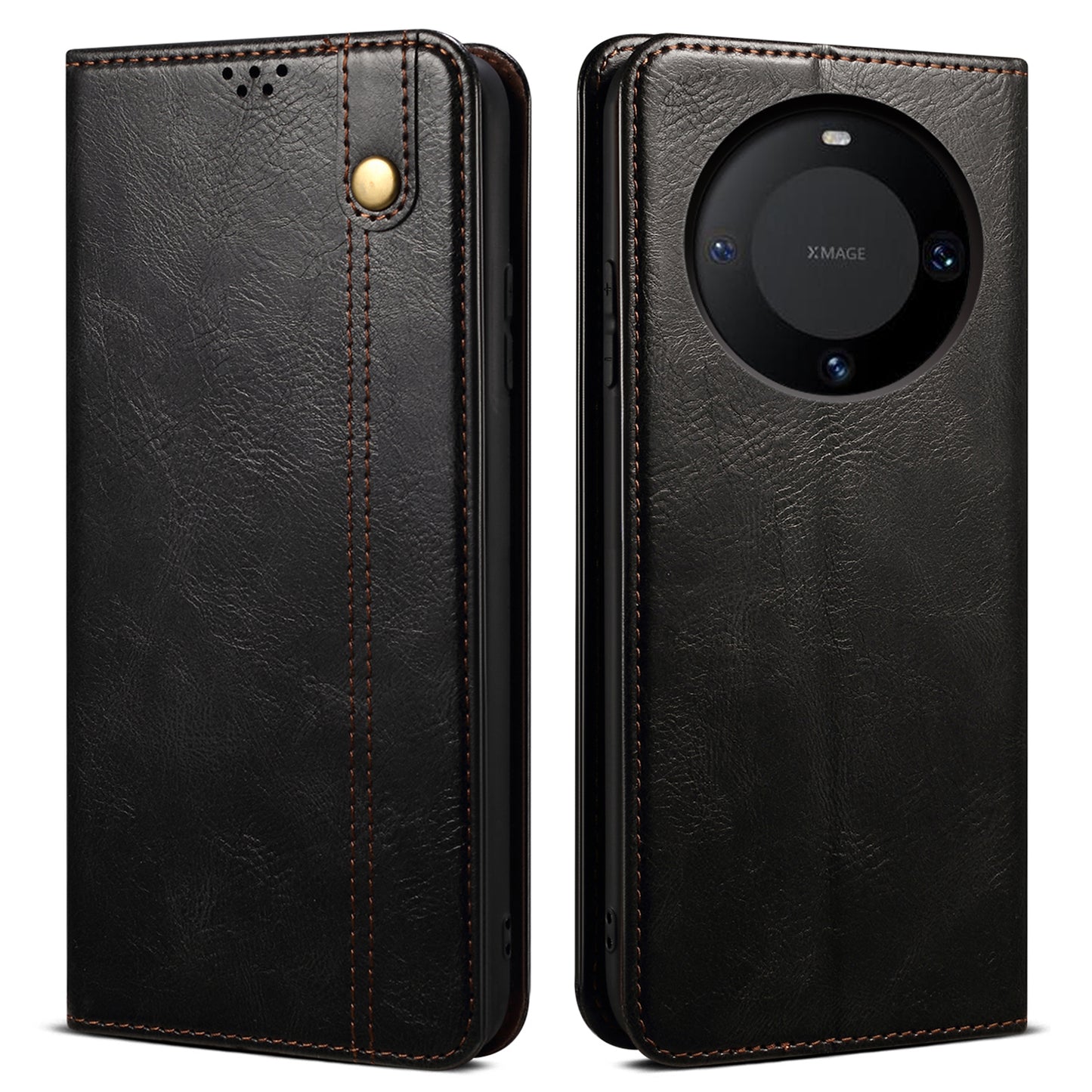 For Huawei Mate 60 Pro Stand Wallet Phone Leather Case Waxy Crazy Horse Texture Case Phone Cover