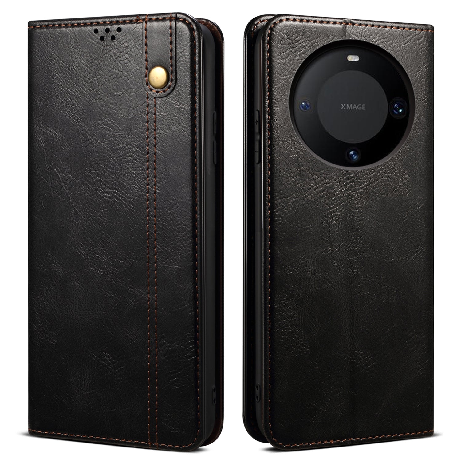 For Huawei Mate 60 Pro Stand Wallet Phone Leather Case Waxy Crazy Horse Texture Case Phone Cover