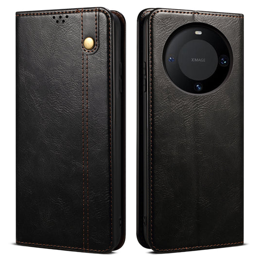 For Huawei Mate 60 Pro Stand Wallet Phone Leather Case Waxy Crazy Horse Texture Case Phone Cover