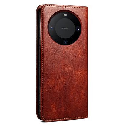 For Huawei Mate 60 Pro Stand Wallet Phone Leather Case Waxy Crazy Horse Texture Case Phone Cover