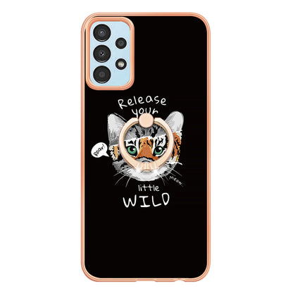 YB IMD Series-20 Style D For Samsung Galaxy A32 5G / M32 5G 2.0mm TPU Phone Case IMD Pattern Electroplated Kickstand Cover