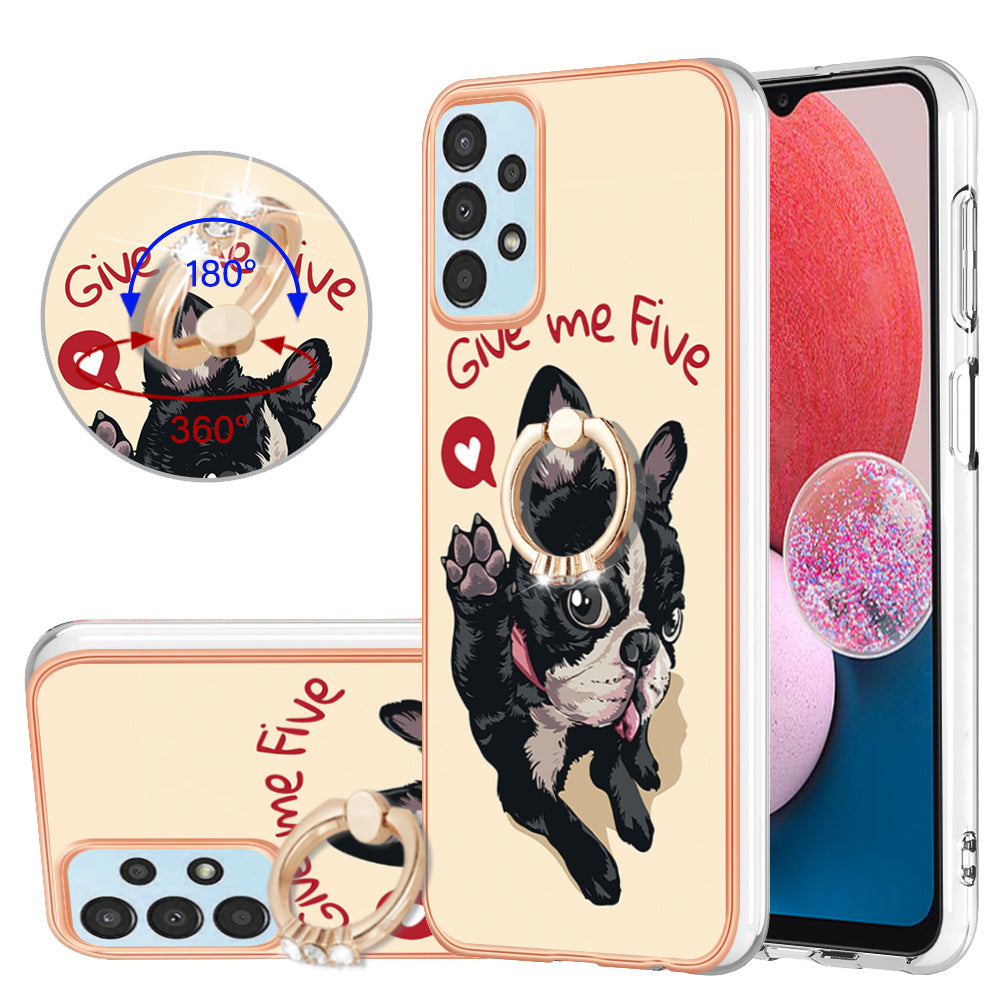 YB IMD Series-20 Style D For Samsung Galaxy A32 5G / M32 5G 2.0mm TPU Phone Case IMD Pattern Electroplated Kickstand Cover