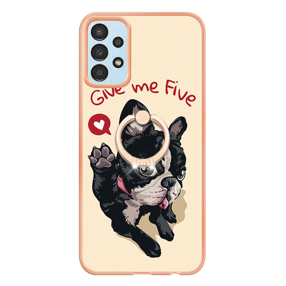 YB IMD Series-20 Style D For Samsung Galaxy A13 4G Electroplating Kickstand TPU Case IMD Pattern 2.0mm Phone Cover