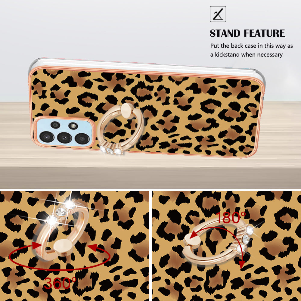 YB IMD Series-20 Style D For Samsung Galaxy A13 4G Electroplating Kickstand TPU Case IMD Pattern 2.0mm Phone Cover