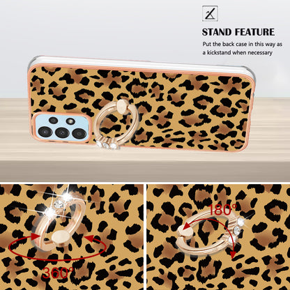 YB IMD Series-20 Style D For Samsung Galaxy A13 4G Electroplating Kickstand TPU Case IMD Pattern 2.0mm Phone Cover