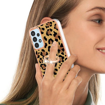 YB IMD Series-20 Style D For Samsung Galaxy A13 4G Electroplating Kickstand TPU Case IMD Pattern 2.0mm Phone Cover