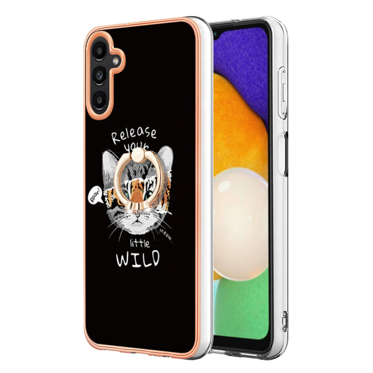 YB IMD Series-20 Style D Kickstand Phone Cover for Samsung Galaxy A13 5G / A04s 4G / M13 5G , 2.0mm TPU IMD Electroplating Case