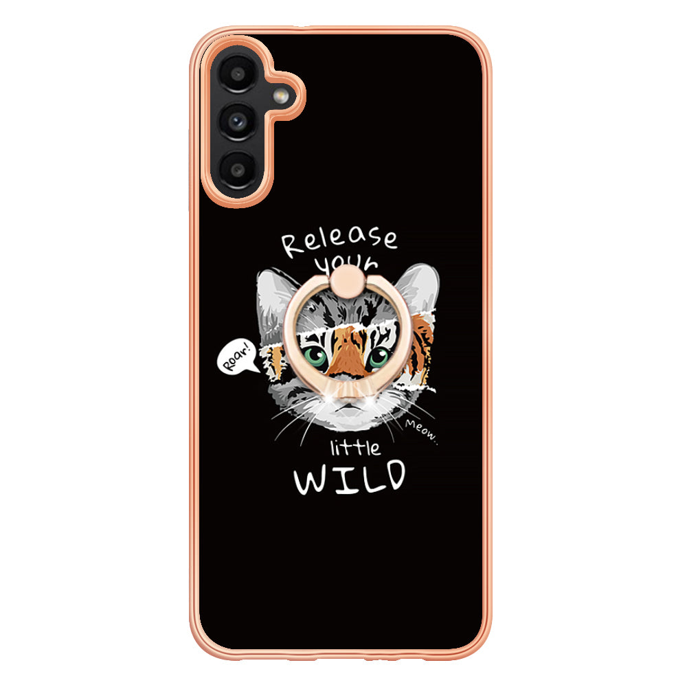 YB IMD Series-20 Style D Kickstand Phone Cover for Samsung Galaxy A13 5G / A04s 4G / M13 5G , 2.0mm TPU IMD Electroplating Case