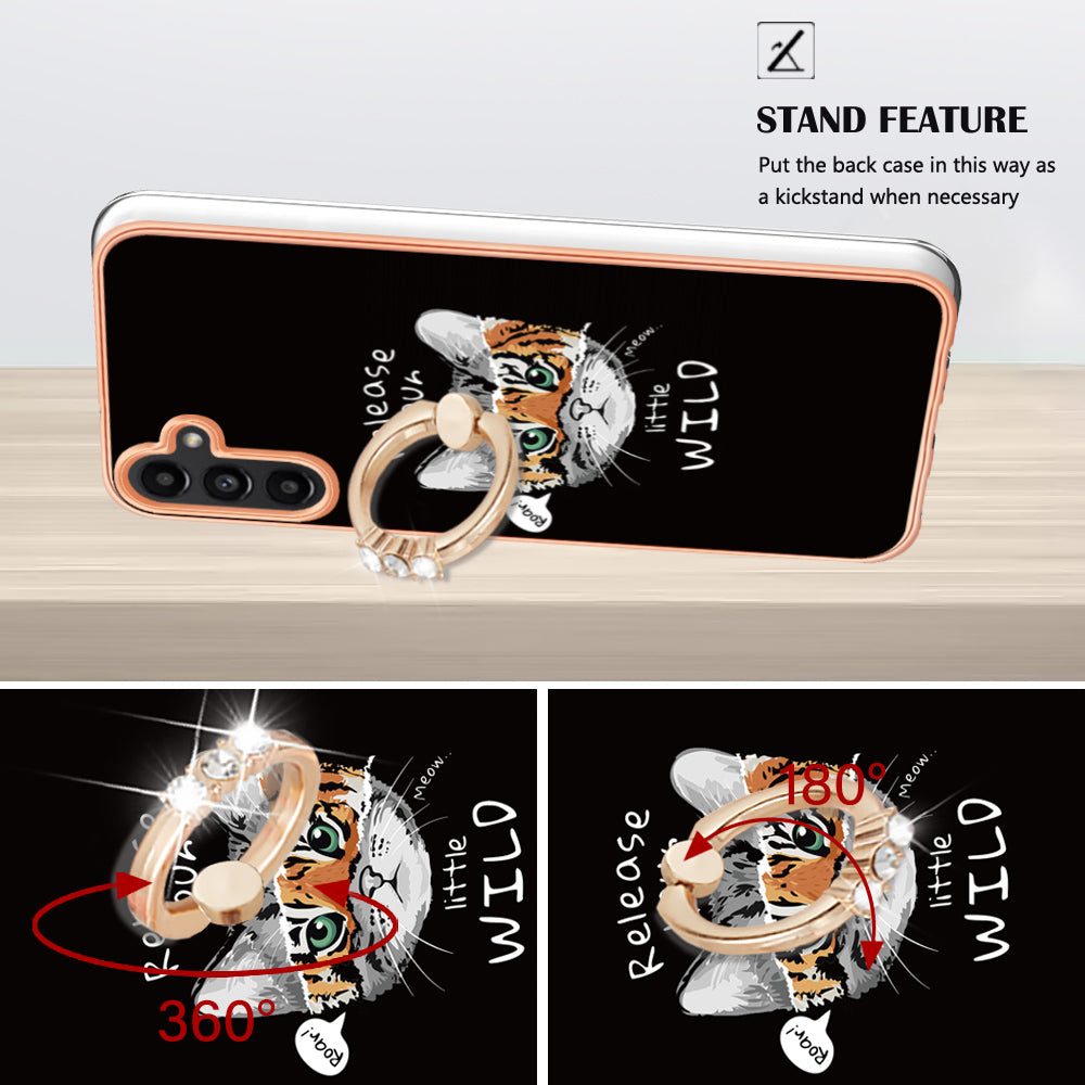 YB IMD Series-20 Style D Kickstand Phone Cover for Samsung Galaxy A13 5G / A04s 4G / M13 5G , 2.0mm TPU IMD Electroplating Case