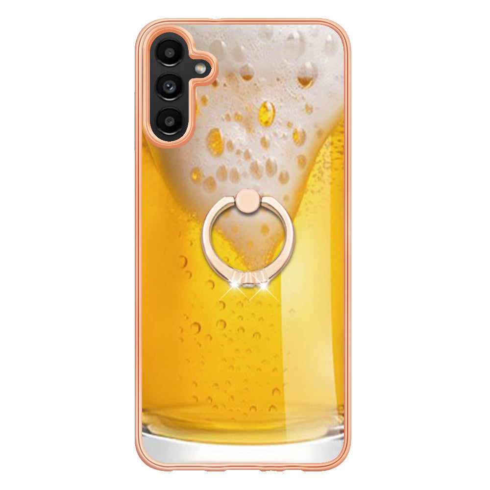 YB IMD Series-20 Style D Kickstand Phone Cover for Samsung Galaxy A13 5G / A04s 4G / M13 5G , 2.0mm TPU IMD Electroplating Case