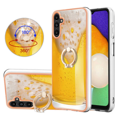 YB IMD Series-20 Style D Kickstand Phone Cover for Samsung Galaxy A13 5G / A04s 4G / M13 5G , 2.0mm TPU IMD Electroplating Case