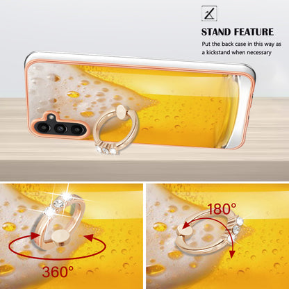 YB IMD Series-20 Style D Kickstand Phone Cover for Samsung Galaxy A13 5G / A04s 4G / M13 5G , 2.0mm TPU IMD Electroplating Case