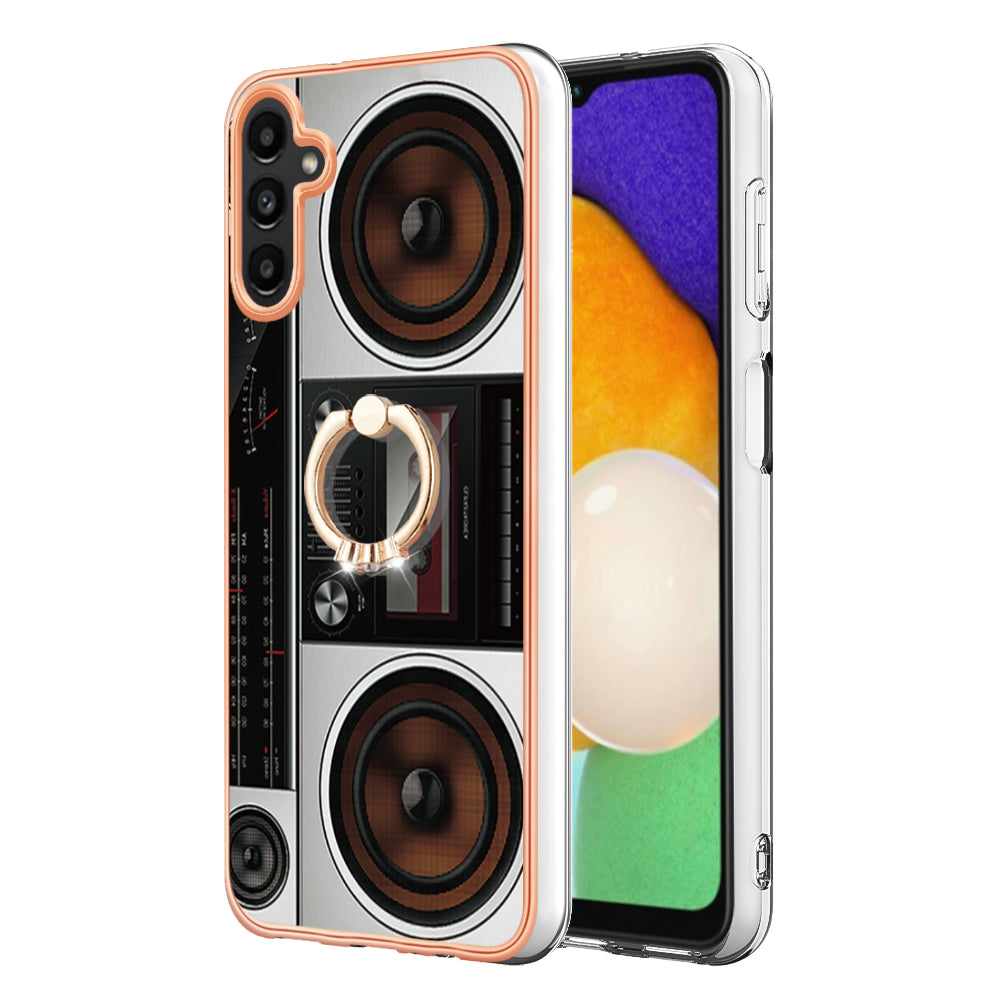 YB IMD Series-20 Style D Kickstand Phone Cover for Samsung Galaxy A13 5G / A04s 4G / M13 5G , 2.0mm TPU IMD Electroplating Case