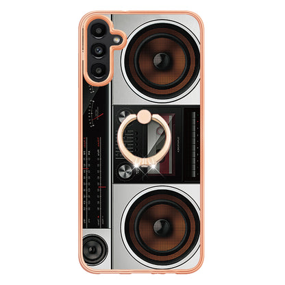 YB IMD Series-20 Style D Kickstand Phone Cover for Samsung Galaxy A13 5G / A04s 4G / M13 5G , 2.0mm TPU IMD Electroplating Case