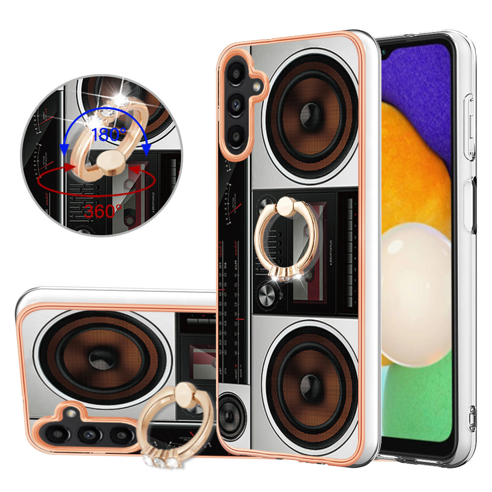YB IMD Series-20 Style D Kickstand Phone Cover for Samsung Galaxy A13 5G / A04s 4G / M13 5G , 2.0mm TPU IMD Electroplating Case