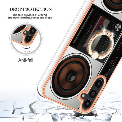 YB IMD Series-20 Style D Kickstand Phone Cover for Samsung Galaxy A13 5G / A04s 4G / M13 5G , 2.0mm TPU IMD Electroplating Case