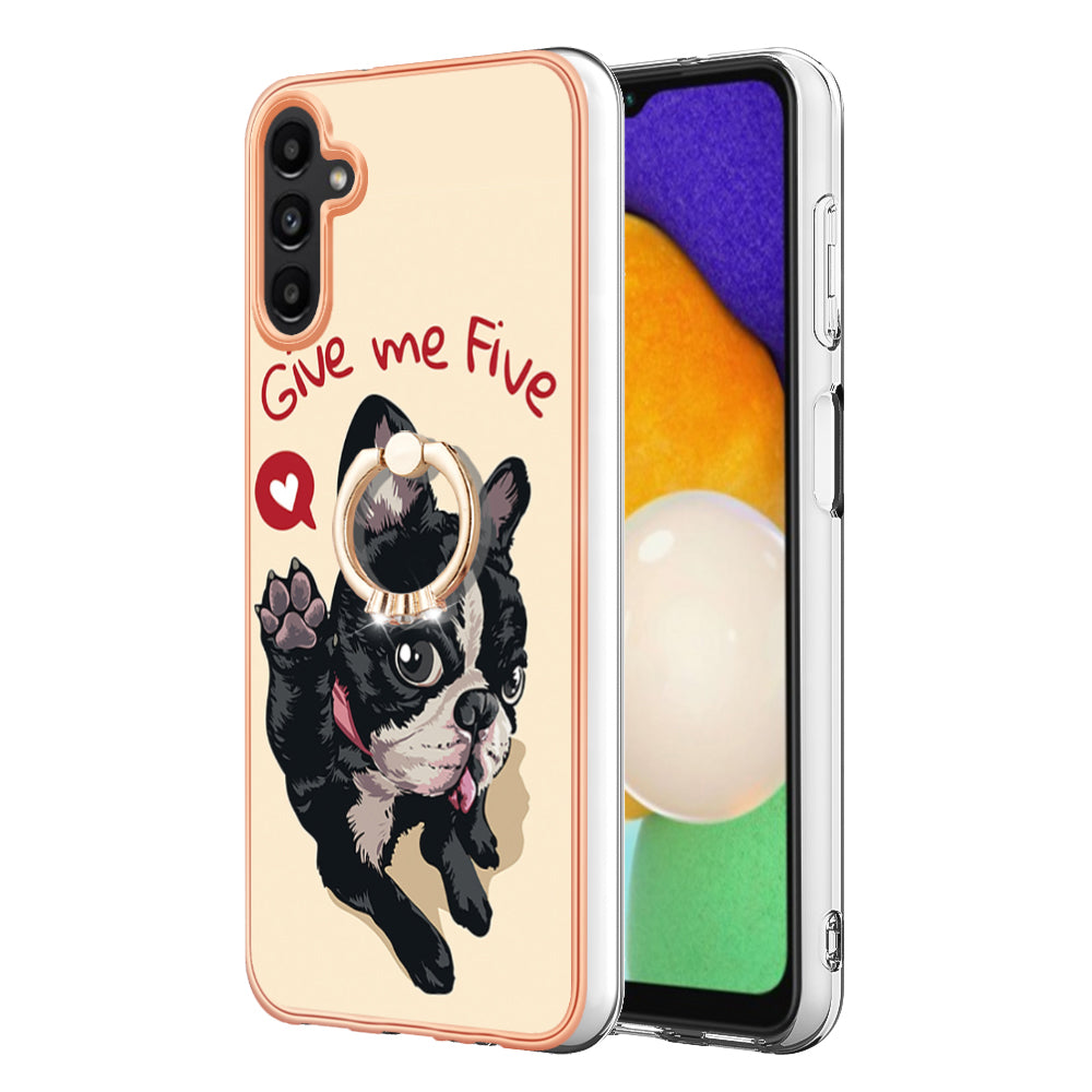 YB IMD Series-20 Style D Kickstand Phone Cover for Samsung Galaxy A13 5G / A04s 4G / M13 5G , 2.0mm TPU IMD Electroplating Case