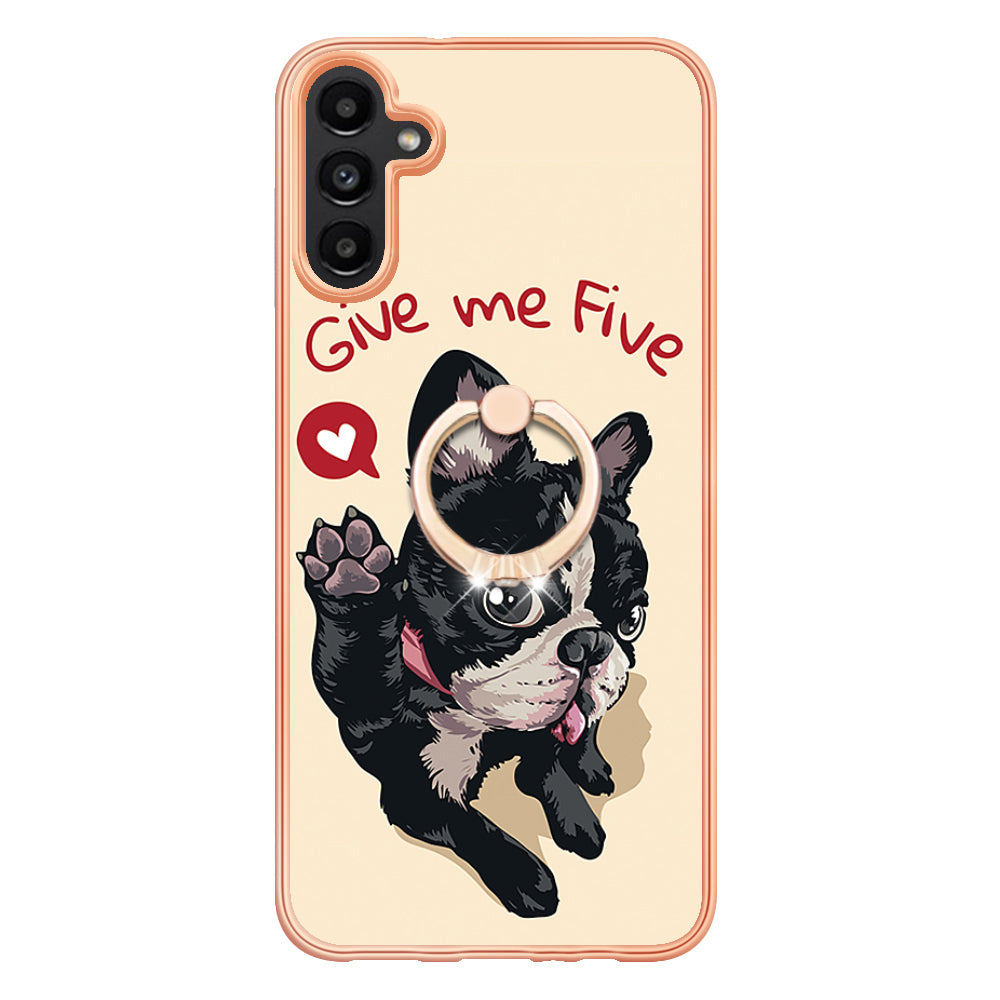 YB IMD Series-20 Style D Kickstand Phone Cover for Samsung Galaxy A13 5G / A04s 4G / M13 5G , 2.0mm TPU IMD Electroplating Case