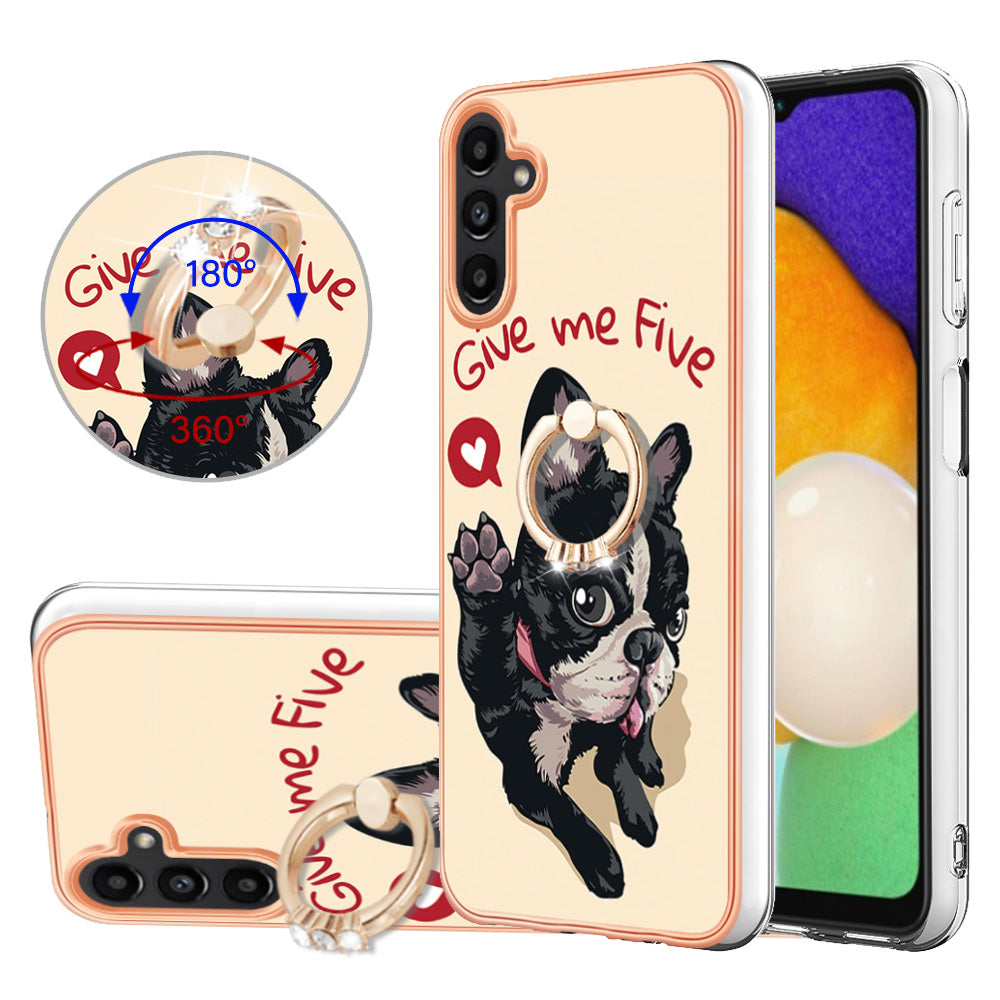 YB IMD Series-20 Style D Kickstand Phone Cover for Samsung Galaxy A13 5G / A04s 4G / M13 5G , 2.0mm TPU IMD Electroplating Case