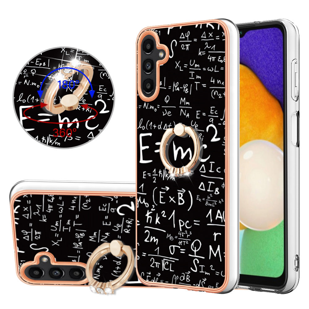 YB IMD Series-20 Style D Kickstand Phone Cover for Samsung Galaxy A13 5G / A04s 4G / M13 5G , 2.0mm TPU IMD Electroplating Case
