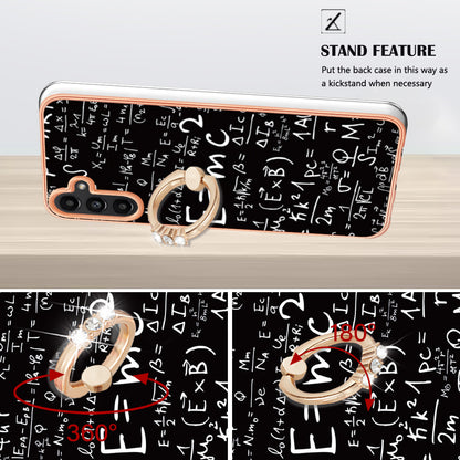 YB IMD Series-20 Style D Kickstand Phone Cover for Samsung Galaxy A13 5G / A04s 4G / M13 5G , 2.0mm TPU IMD Electroplating Case