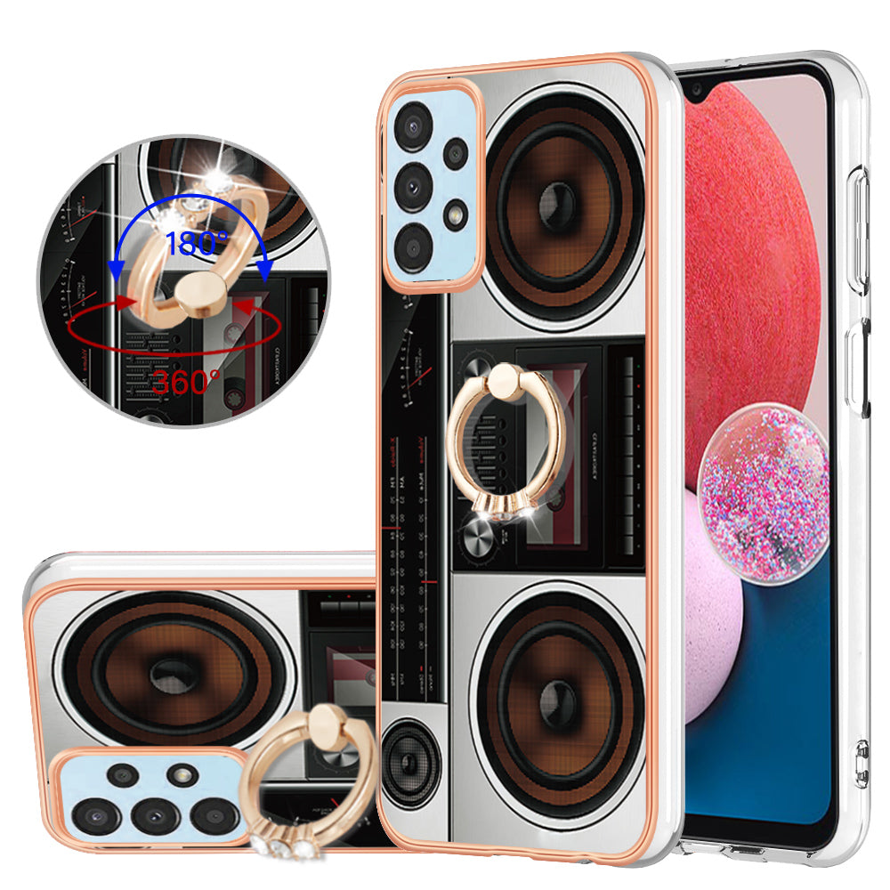 YB IMD Series-20 Style D TPU Phone Cover for Samsung Galaxy A53 5G 2.0mm IMD Pattern Electroplated Kickstand Back Case
