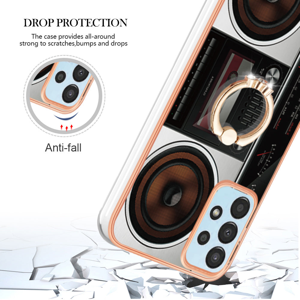 YB IMD Series-20 Style D TPU Phone Cover for Samsung Galaxy A53 5G 2.0mm IMD Pattern Electroplated Kickstand Back Case