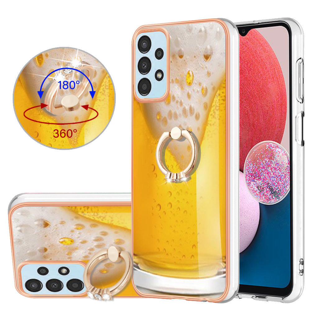 YB IMD Series-20 Style D TPU Phone Cover for Samsung Galaxy A53 5G 2.0mm IMD Pattern Electroplated Kickstand Back Case