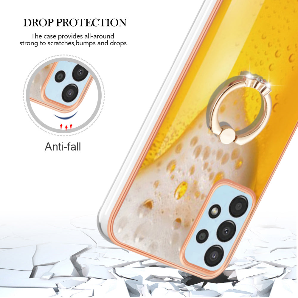 YB IMD Series-20 Style D TPU Phone Cover for Samsung Galaxy A53 5G 2.0mm IMD Pattern Electroplated Kickstand Back Case