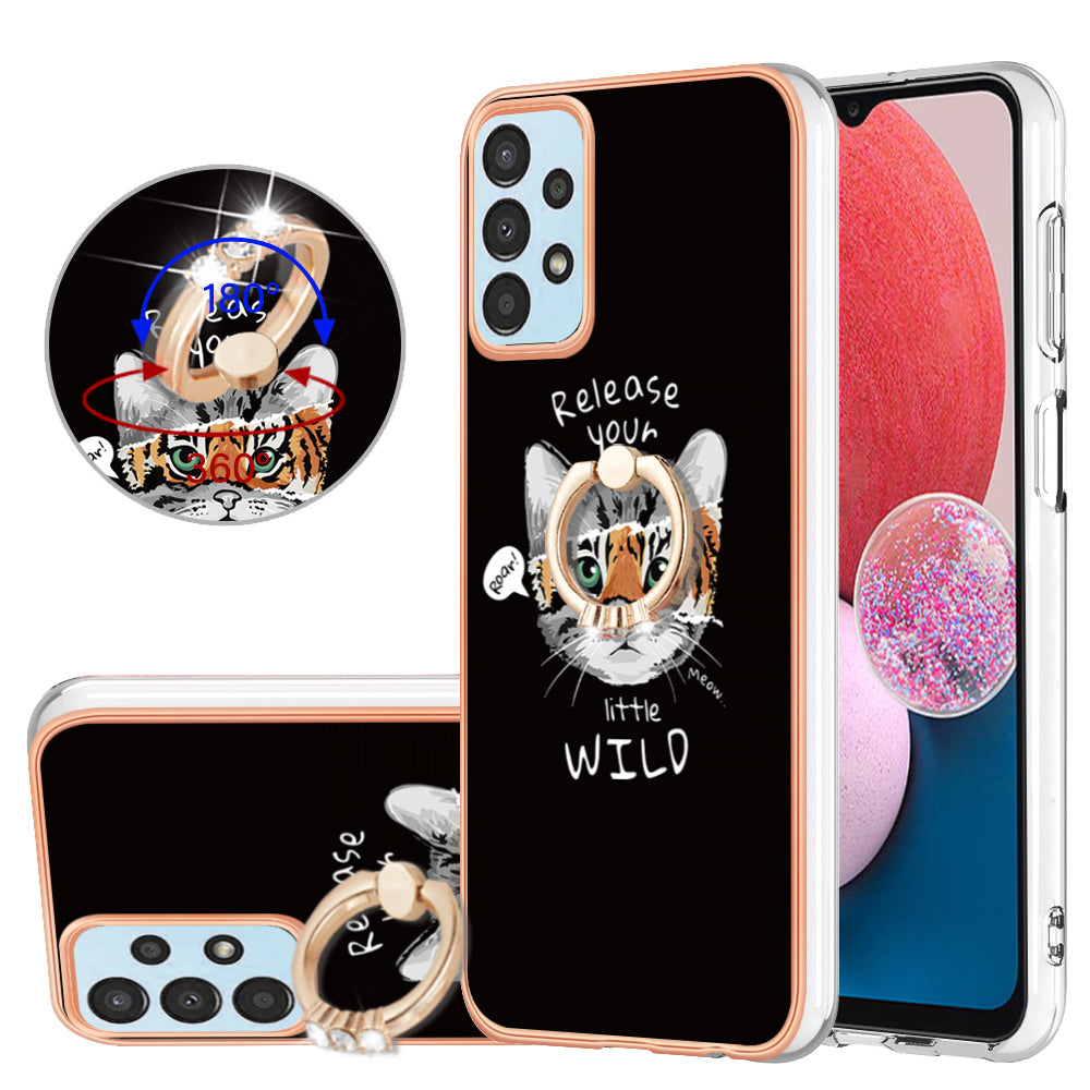 YB IMD Series-20 Style D TPU Phone Cover for Samsung Galaxy A53 5G 2.0mm IMD Pattern Electroplated Kickstand Back Case