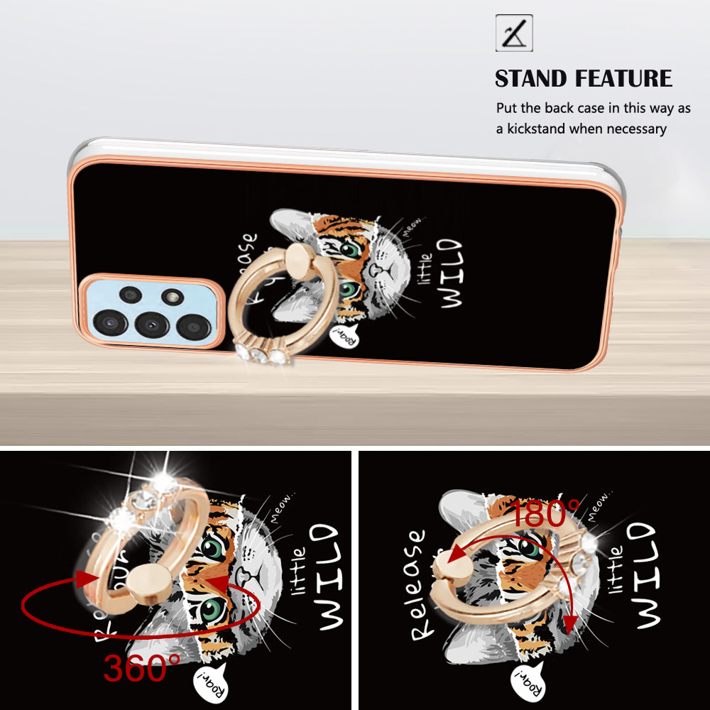 YB IMD Series-20 Style D TPU Phone Cover for Samsung Galaxy A53 5G 2.0mm IMD Pattern Electroplated Kickstand Back Case