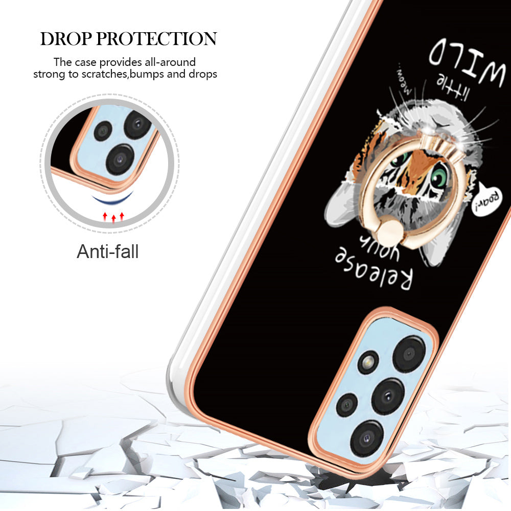 YB IMD Series-20 Style D TPU Phone Cover for Samsung Galaxy A53 5G 2.0mm IMD Pattern Electroplated Kickstand Back Case