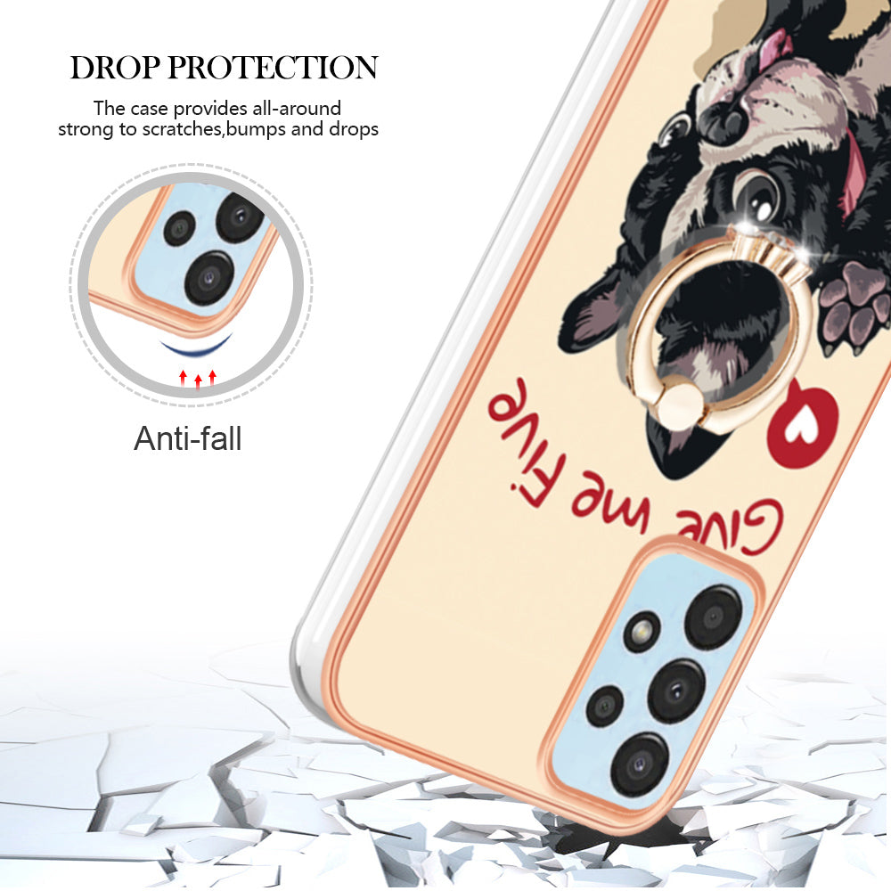 YB IMD Series-20 Style D TPU Phone Cover for Samsung Galaxy A53 5G 2.0mm IMD Pattern Electroplated Kickstand Back Case