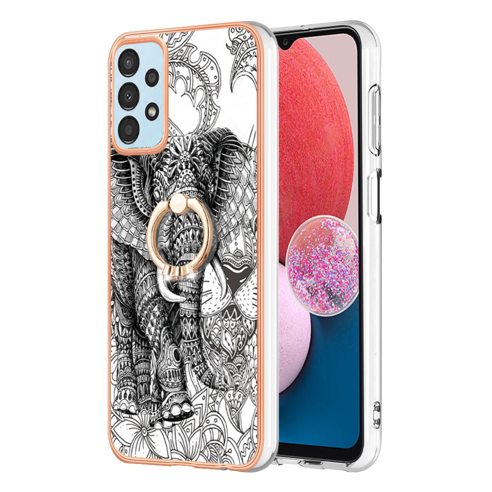 YB IMD Series-20 Style D TPU Phone Cover for Samsung Galaxy A53 5G 2.0mm IMD Pattern Electroplated Kickstand Back Case
