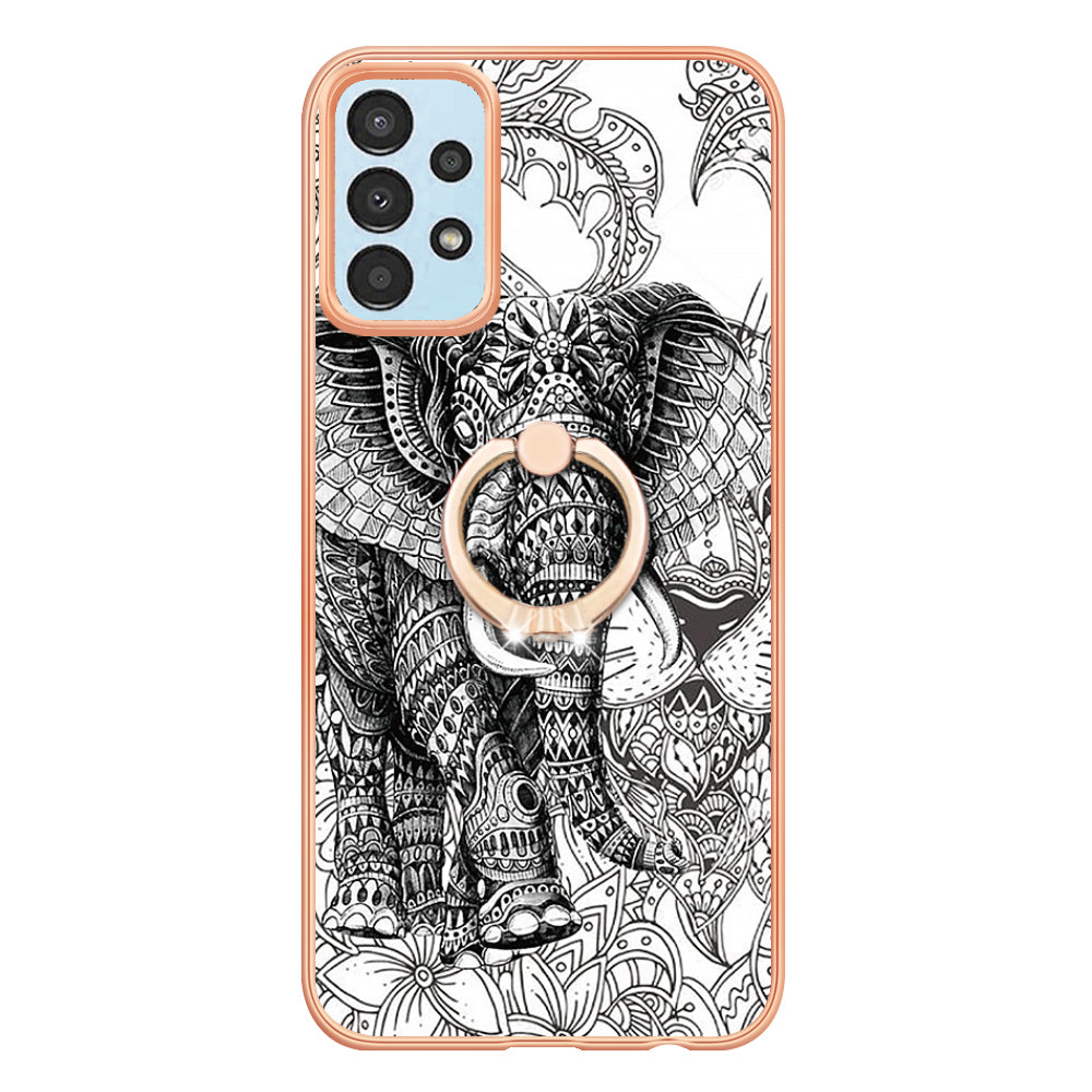 YB IMD Series-20 Style D TPU Phone Cover for Samsung Galaxy A53 5G 2.0mm IMD Pattern Electroplated Kickstand Back Case