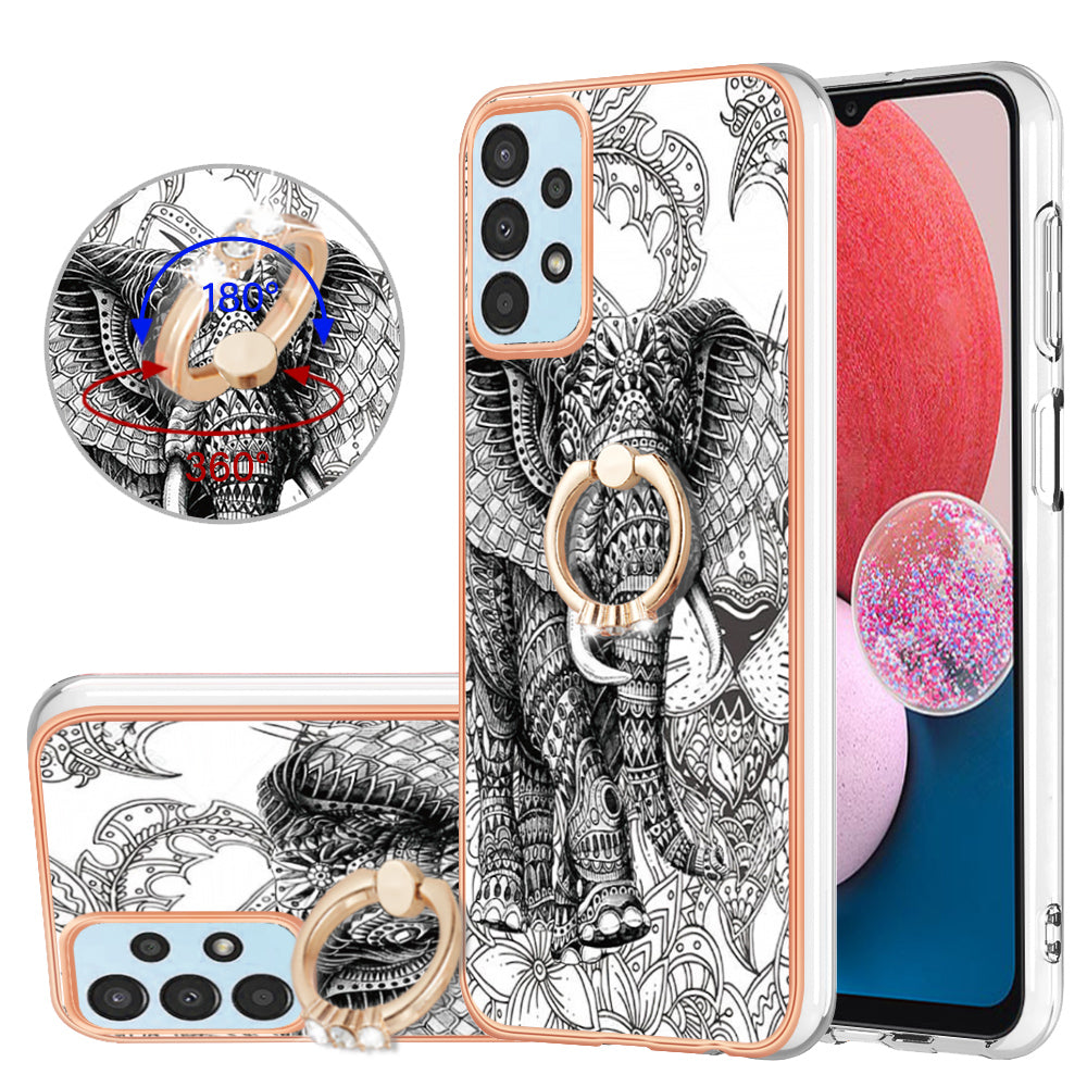 YB IMD Series-20 Style D TPU Phone Cover for Samsung Galaxy A53 5G 2.0mm IMD Pattern Electroplated Kickstand Back Case