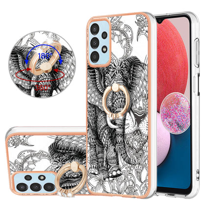 YB IMD Series-20 Style D TPU Phone Cover for Samsung Galaxy A53 5G 2.0mm IMD Pattern Electroplated Kickstand Back Case