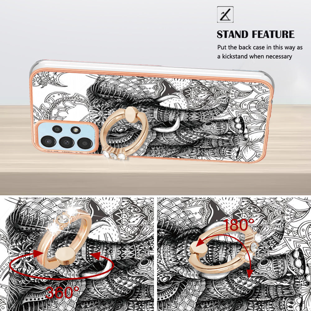 YB IMD Series-20 Style D TPU Phone Cover for Samsung Galaxy A53 5G 2.0mm IMD Pattern Electroplated Kickstand Back Case