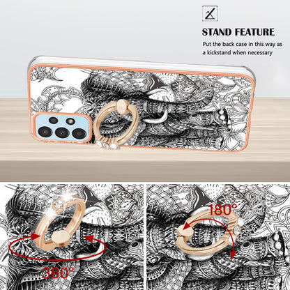 YB IMD Series-20 Style D TPU Phone Cover for Samsung Galaxy A53 5G 2.0mm IMD Pattern Electroplated Kickstand Back Case