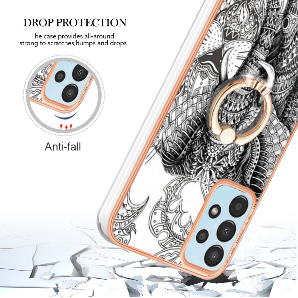 YB IMD Series-20 Style D TPU Phone Cover for Samsung Galaxy A53 5G 2.0mm IMD Pattern Electroplated Kickstand Back Case