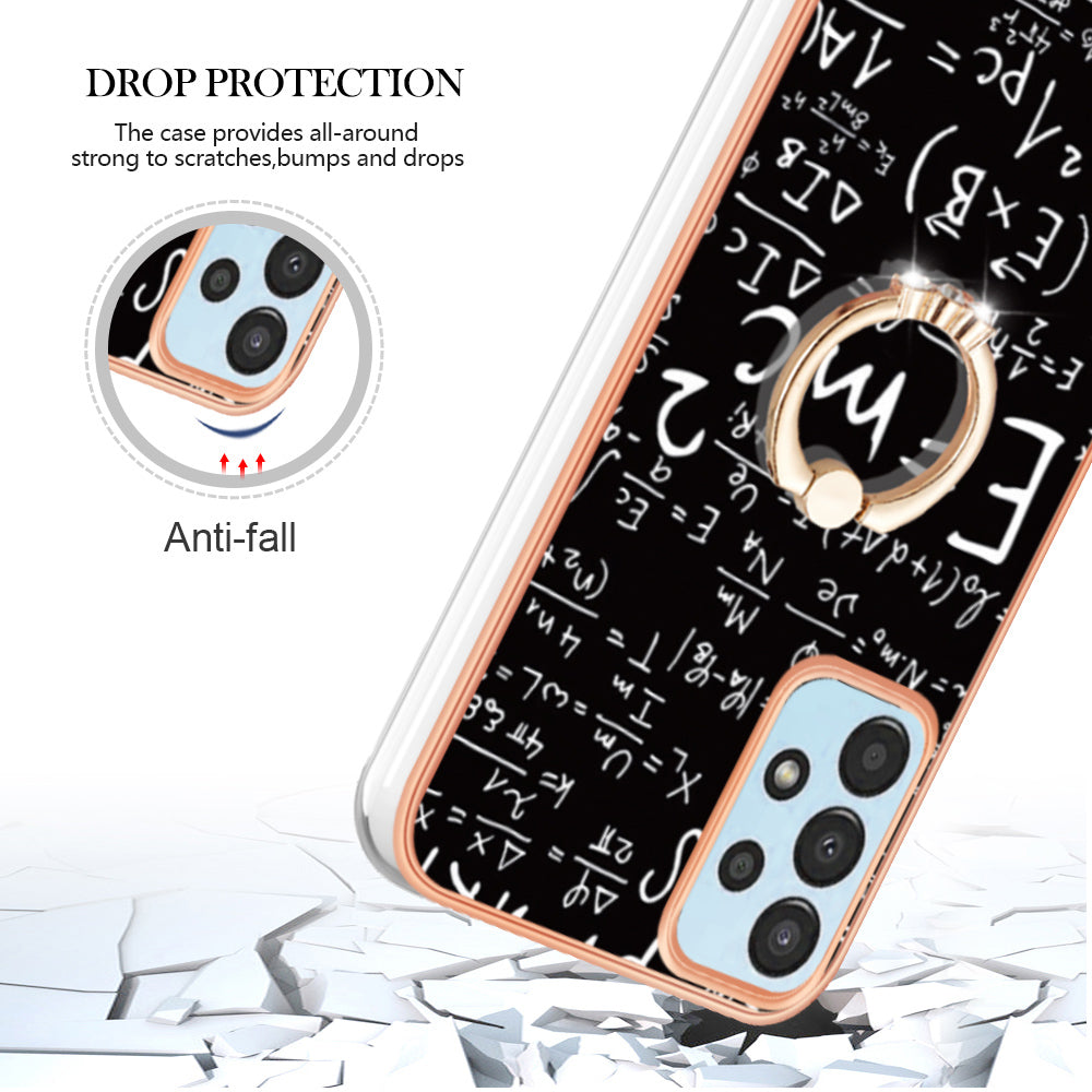 YB IMD Series-20 Style D TPU Phone Cover for Samsung Galaxy A53 5G 2.0mm IMD Pattern Electroplated Kickstand Back Case