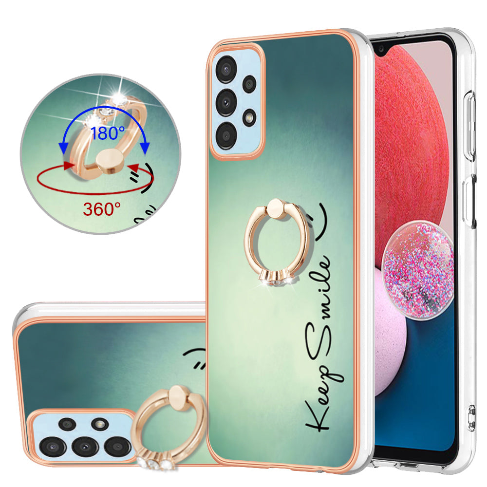 YB IMD Series-20 Style D TPU Phone Cover for Samsung Galaxy A53 5G 2.0mm IMD Pattern Electroplated Kickstand Back Case