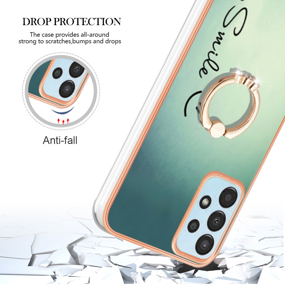 YB IMD Series-20 Style D TPU Phone Cover for Samsung Galaxy A53 5G 2.0mm IMD Pattern Electroplated Kickstand Back Case