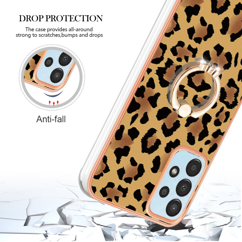 YB IMD Series-20 Style D TPU Phone Cover for Samsung Galaxy A53 5G 2.0mm IMD Pattern Electroplated Kickstand Back Case