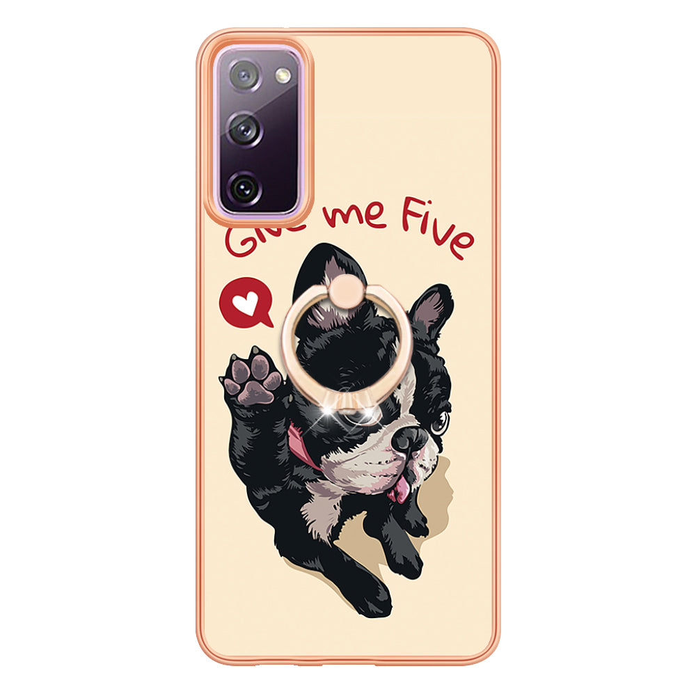 YB IMD Series-20 Style D 2.0mm TPU Soft Shell for Samsung Galaxy S20 FE 4G / FE 5G / S20 Lite / S20 FE 2022 , IMD Kickstand Electroplated Phone Cover